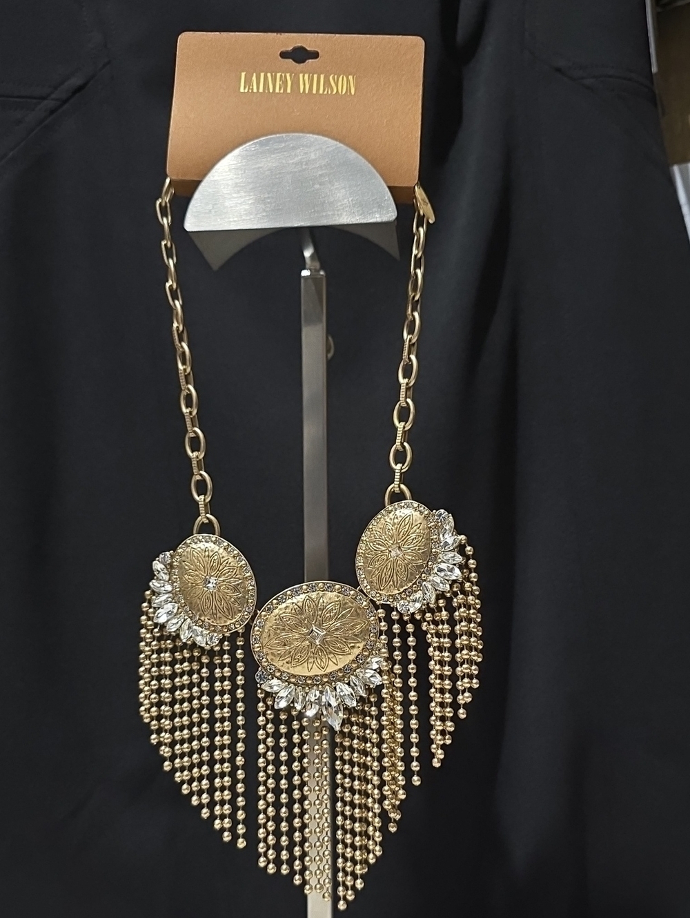 NWT Lainey Wilson Cyystal Stone Chain Frontal Necklace